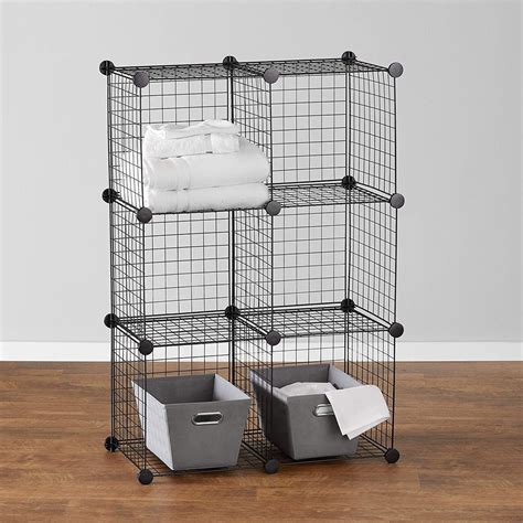 For Stackable Storage Amazon Basics 6 Cube Grid Wire Storage Shelves