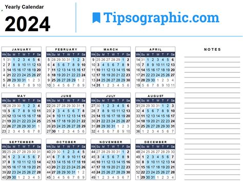 2024 Calendar Templates & Images | Tipsographic