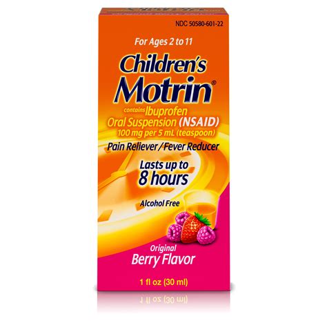 Childrens Motrin Oral Suspension Pain Relief Ibuprofen Berry