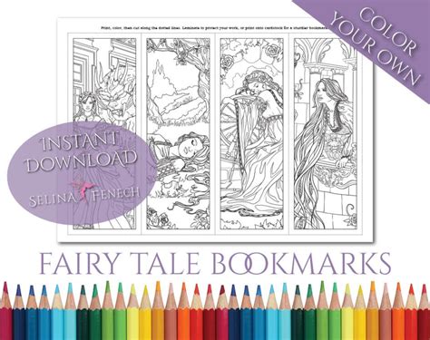 Bookmark Fairy Tales Princesses And Fables Coloring Pagedigi Stamp