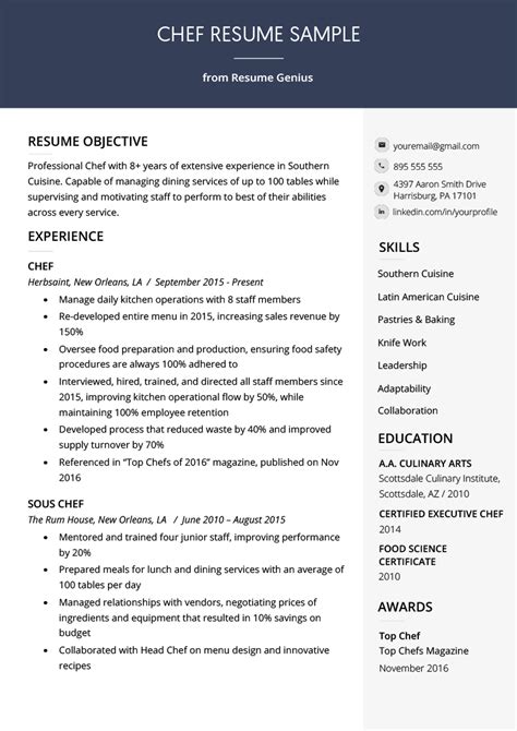 Cook Cv Sample Hq Template Documents