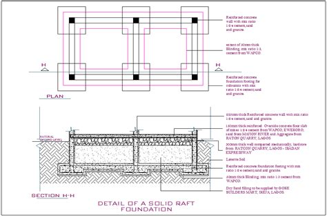 Raft Foundation Detail Dwg File Cadbull