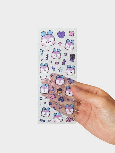 Bt21 Mang Minini Removable Stickers Glitter Edition Line Friends