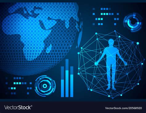 Abstract Technology Concept Human Body In Digital Vector Image