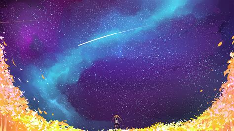 Download 1920x1080 Anime Girl Space Stars Galaxy