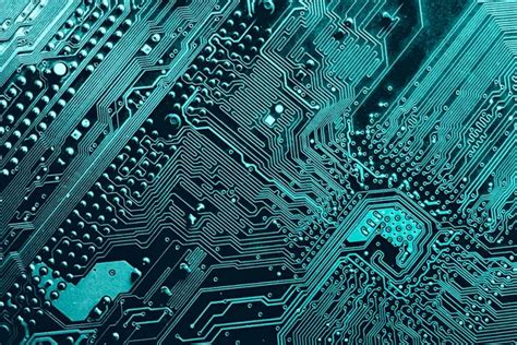 Blue Printed Circuit Board Top View Stock Image Everypixel