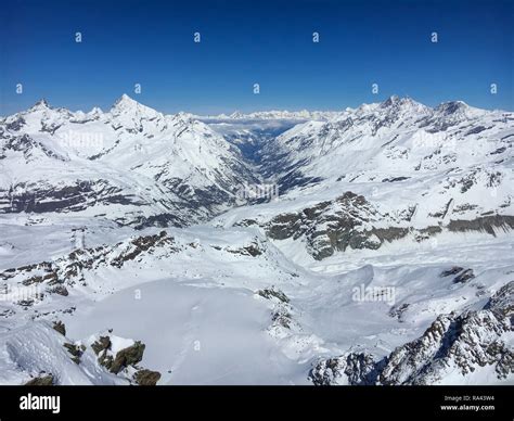 Beautiful View Of Matter Valley And Zermatt Seen From Top Of Klein