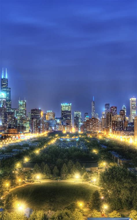 Free Download Chicago Illinois Night Building Hdr