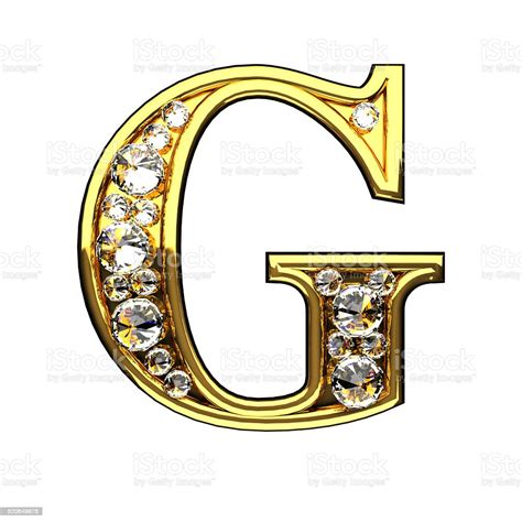 G Letras Doradas Aisladas Con Diamantes Sobre Blanco Foto De Stock Y