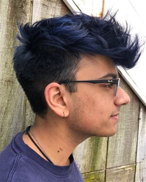 15 Incredible Blue Hairstyles For Guys Cool Mens Hair Dark Blue Hair Blue Hair Dark Dyed