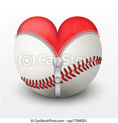Red Heart Inside Baseball Ball Symbol Of Love For The Sport Vector