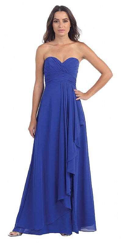 Strapless Pleated And Ruffled Long Bridesmaid Dress S6013 1