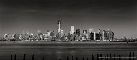 Downtown Manhattan Panoramic View Black And White