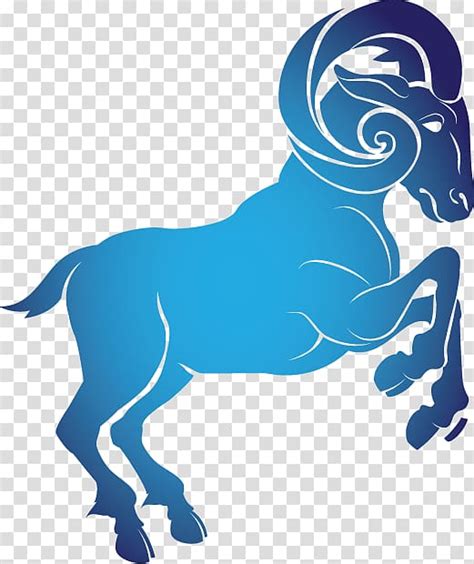Blue Ram Illustration Aries Horoscope Zodiac Astrological Sign