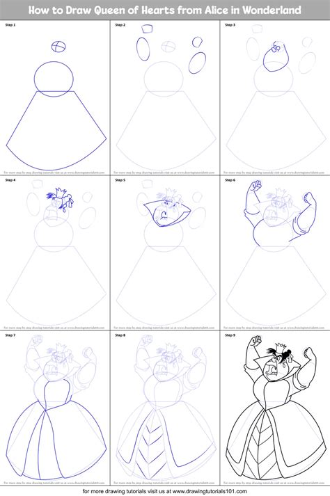 How To Draw Queen Of Hearts From Alice In Wonderland Alice In