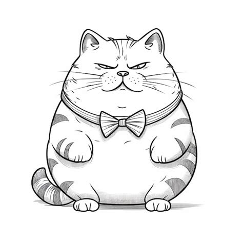 Premium Ai Image Cartoon Cat With Bow Tie Sitting On The Ground Generative Ai