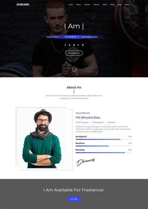 The website resume template also includes an animated timeline of your experience. 72 Best Personal Website Templates Free & Premium ...
