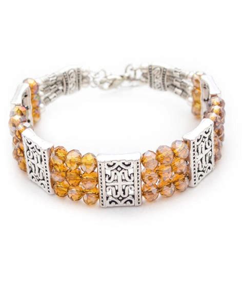 Jewelz Silver Toned Yellow Gold Crystal Textured Bracelet Buy Jewelz Silver Toned Yellow Gold