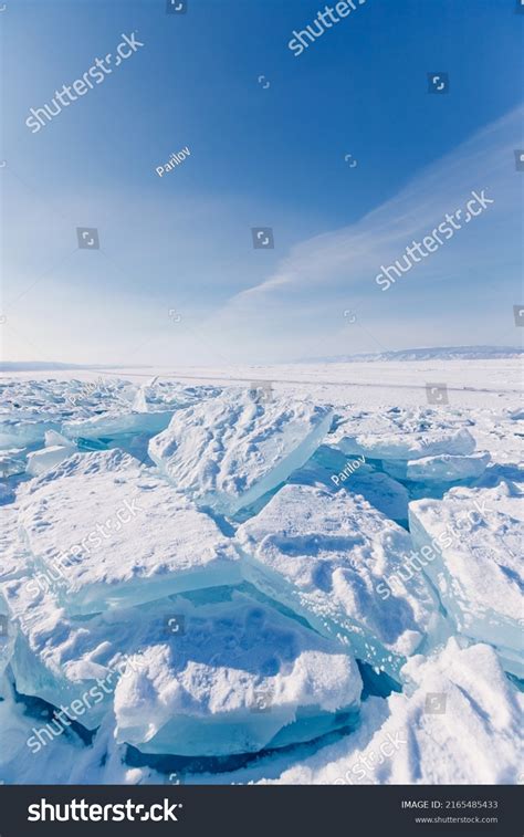 Winter Landscape Ice Lake Baikal Siberian Stock Photo 2165485433