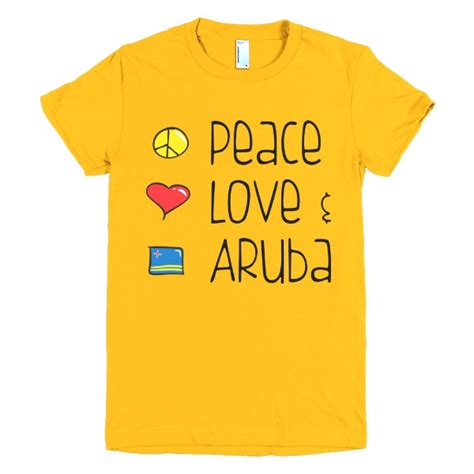 one happy podcast peace love aruba ladies tee yellow one happy podcast