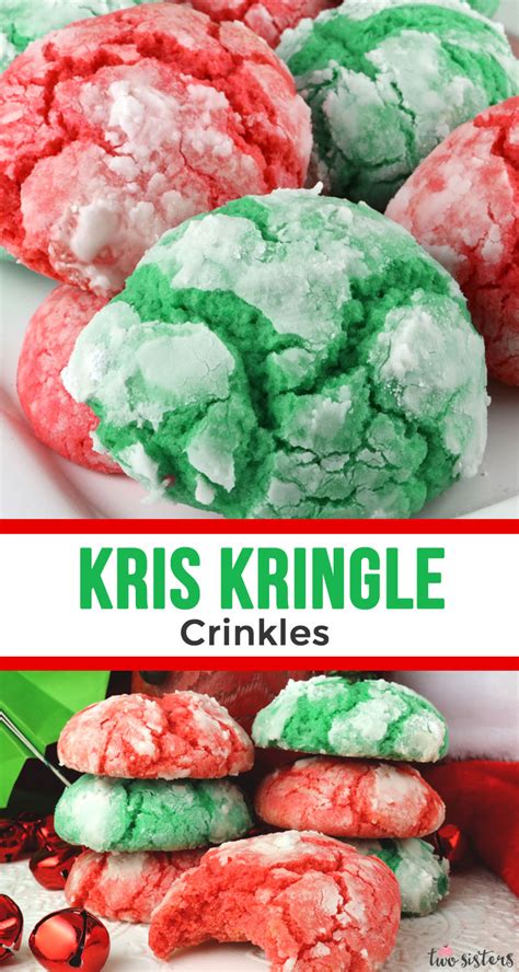 Sprinkle sugar on top or frost after baking. Kris Kringle Crinkles - Two Sisters