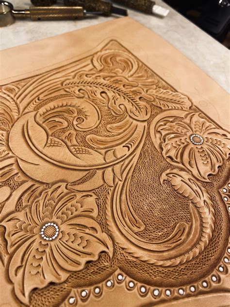 Leather Wedding Bouquet Wrap 1. Leather Tooling Pattern / Carving