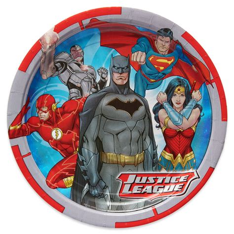 9 Justice League Round Paper Party Plates 8ct
