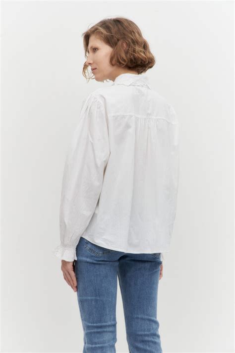 Camisa Con Cuello De Broderie Blanco — Lolita