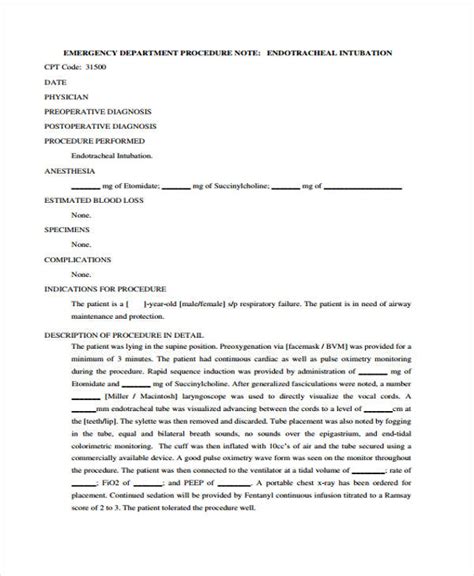 Procedure Note Templates 6 Free Word Pdf Format Download