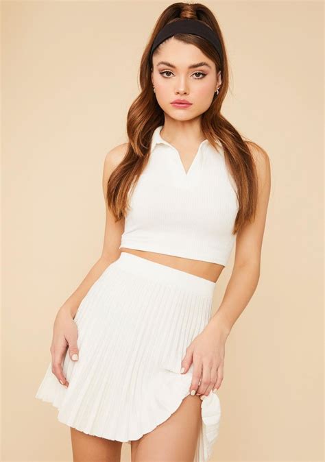 Pleated Knit High Waist Mini Skirt White A Line Mini Skirt Mini