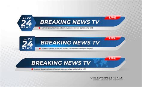 Premium Vector Tv News Bar Television Broadcast Banner Set