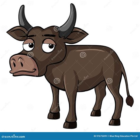 Brown Buffalo With Sleepy Eyes Stock Vector Illustration Of Drawing