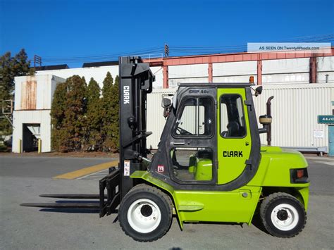 Clark Cmp40d 8 000 Lbs Pneumatic Forklift Enclosed Cab With Heat