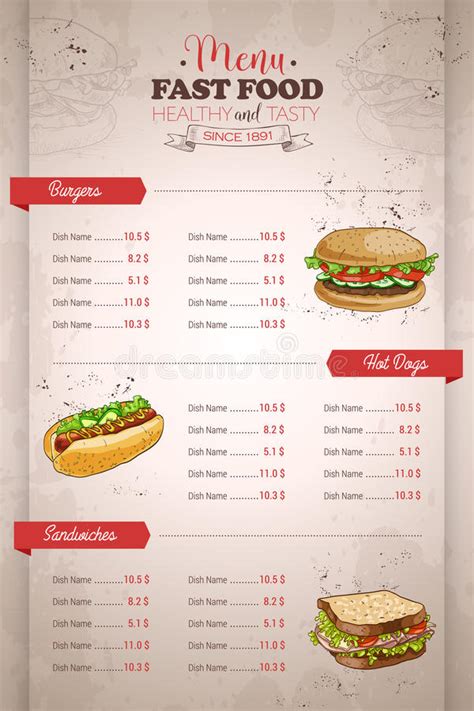 We have a template for every eatery. Drawing Vertical Color Fast Food Menu Design Stock Vector ...