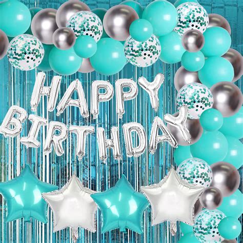 Buy Teal Blue Silver Birthday Party Decorations Balloons Garland Kit