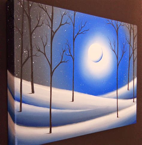 Bing Art By Rachel Bingaman Winter Night Oil Painting Original Art