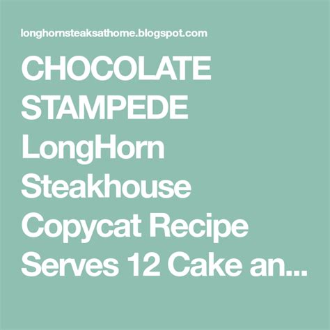 Chocolate lava cake chocolate desserts chocolate volcano chocolate topping chocolate chocolate yummy treats sweet treats yummy food delicious recipes. Chocolate Stampede | Chocolate stampede recipe, Devils ...