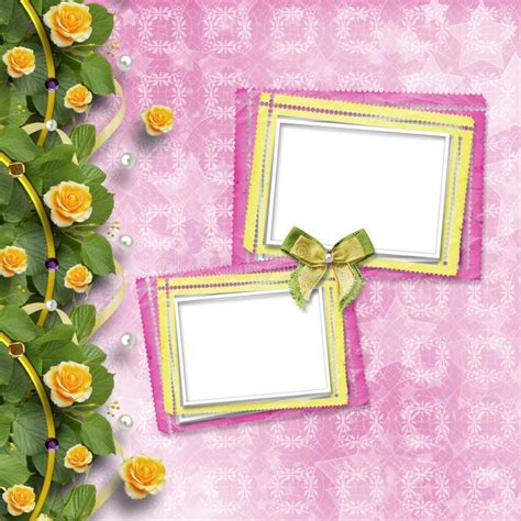 Beautiful Greeting Card With Yellow Roses And Paper Frame Stock Image