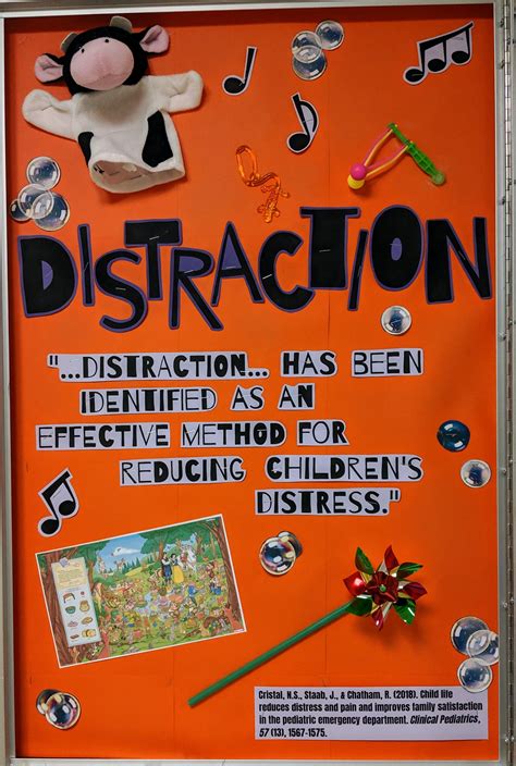 Distraction Child Life Bulletin Board | Child life, Child life specialist, Child life month