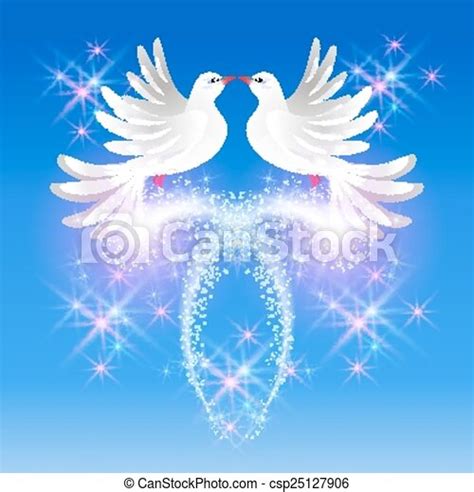 Flying Two Doves And Sparkling Salute Flying Two White Doves In The
