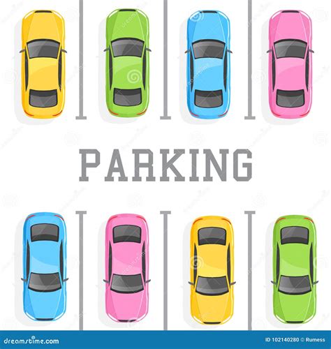 Top View Of A Car Parking Stock Vector Illustration Of Transportation