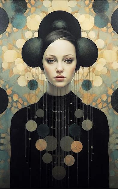 Premium Ai Image A Painting Of A Woman With Circles On Her Head