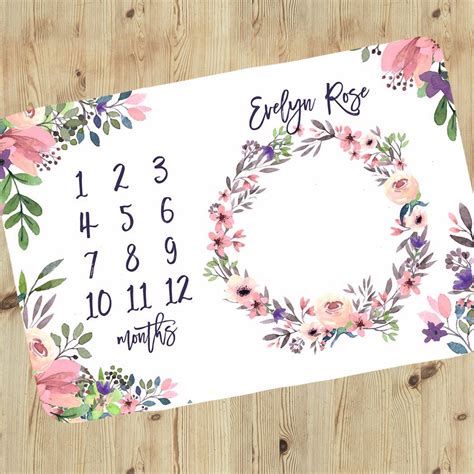 Download Milestone blanket for girl -Watercolor Spring collection ...