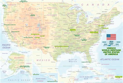 Map Of Unesco World Heritage United States Of America Country Welt