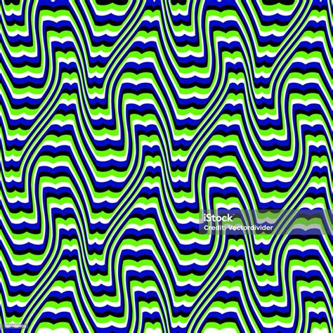 Optical Illusion Seamless Pattern Of Sinuous Deformed Stripes