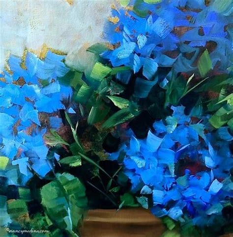 Blue Swirl Hydrangeas Original Fine Art For Sale Nancy Medina