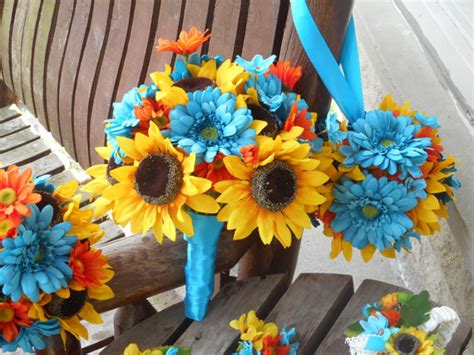 Gerbera daisies are native to africa, south america and asia. Large Sunflower and Marine Blue Gerbera Daisy Silk Bridal ...
