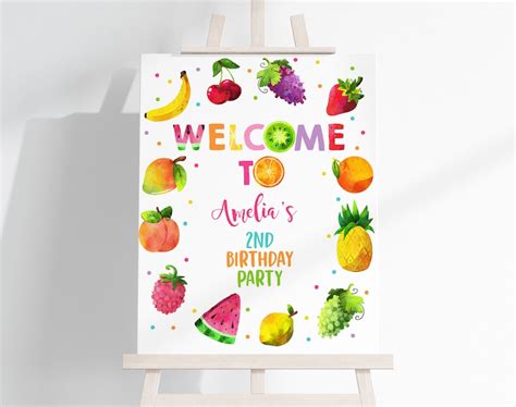 Tutti Frutti Welcome Sign Twotti Fruity Birthday Party Poster Etsy