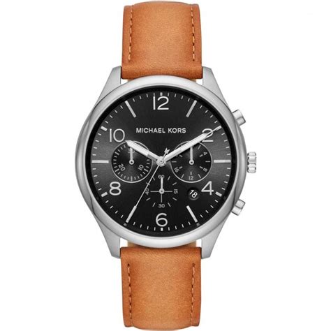 Michael Kors Gents Merrick Tan Leather Chronograph Watch