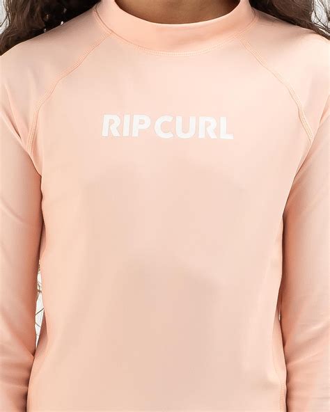 Shop Rip Curl Girls Classic Surf Long Sleeve Rash Vest In Peach Fast